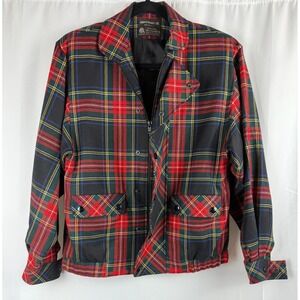 George Masket LTD Vintage Wool Plaid Jacket‎ Full Zip Snap Button Pockets Jacket
